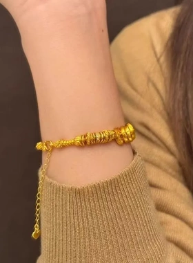 金色五帝古法葫芦盘缠手链中式复古小众女友饰品手工手串礼物国潮