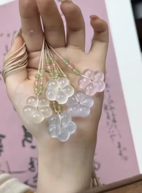 猫眼石五瓣花吊坠简约百搭高冰锁骨链有钱花挂坠女款饰品配件吊坠