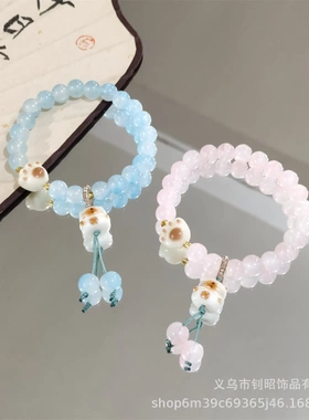 新款玉碎珠炭烧猫爪焦糖招财猫手链女ins中式高级百搭手串潮