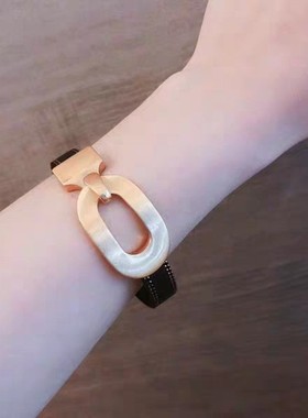 欧洲站网红大彤同款皮质金属扣