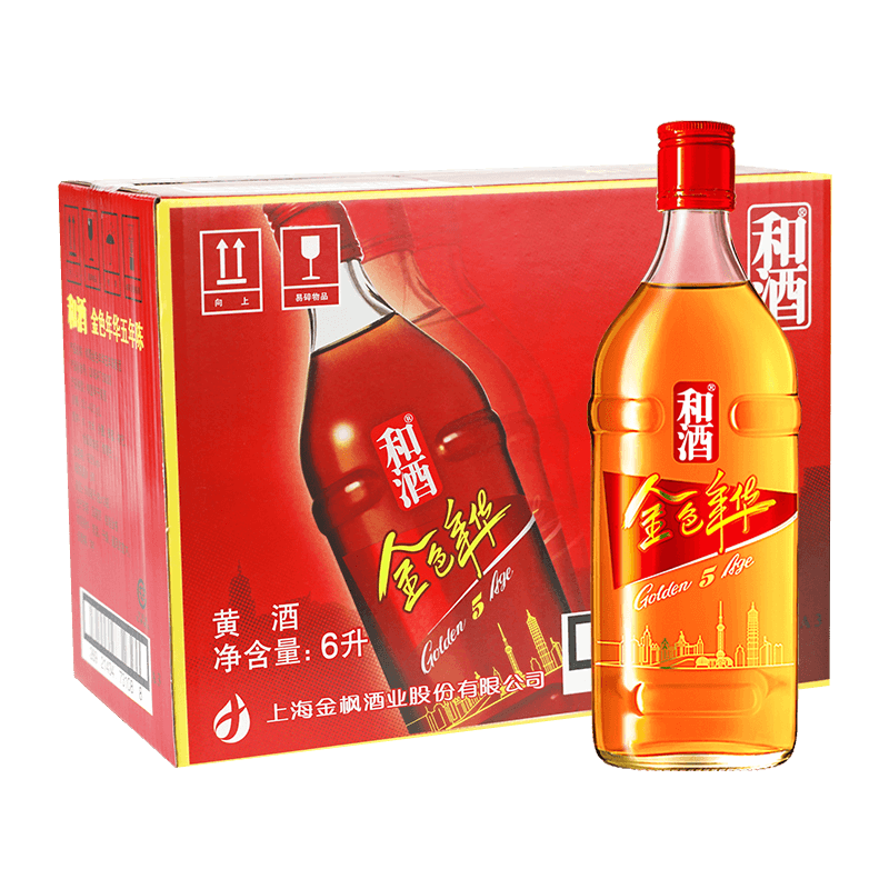 和酒 金色年华五年500ml*12瓶上海老酒特型半干型黄酒5年陈加饭酒