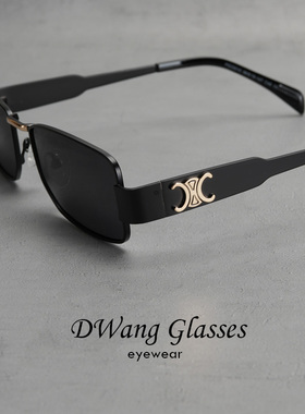 美式金属扁方框金属花偏光墨镜