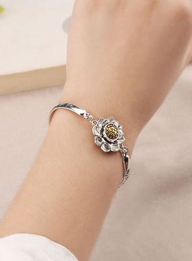 西藏特色创意莲花可转动手链女