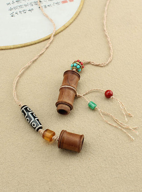 可打开空心酸枝木质吊坠挂件男女嘎乌盒许愿瓶项链长款毛衣链配饰