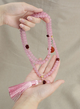 中式玻璃珠串多层多圈斜挎项链女