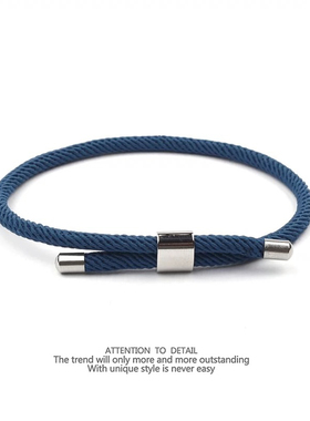 ins潮牌 不锈钢扣可调节男女情侣手工编织手绳韩版简约冷淡风手链