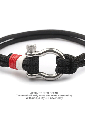 ins 欧美不锈钢扣弓型手工编织手绳潮百搭时尚简约运动学生礼物