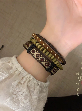 波西米亚异域民族风菩提串珠手链女复古小众手绳手串学生闺蜜手饰