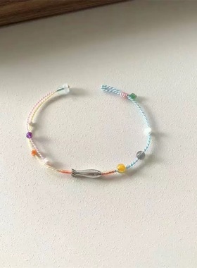 小鱼~原创设计多巴胺彩色编织手绳新中式小清新甜美简约百搭手饰