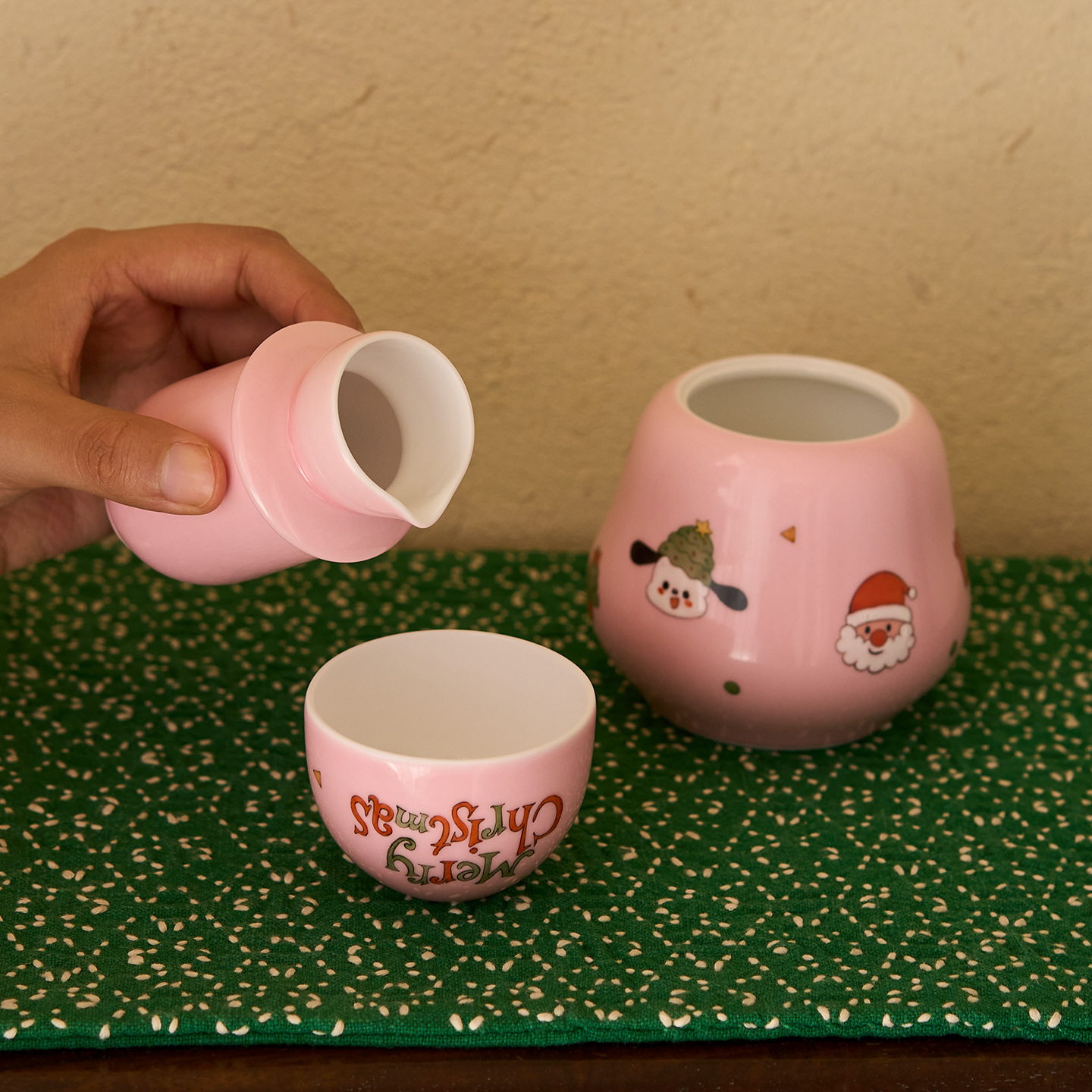 景德镇手绘温酒器粉色家用黄酒酒壶一人饮圣诞节礼品送女生送闺蜜 - 图0