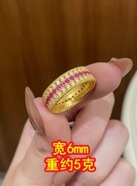 老铺同款红宝石玫瑰花蔷薇戒指