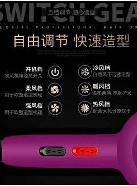 电吹风家用学生宿舍发廊专业冷热风女护发1800W大功率速干吹风机