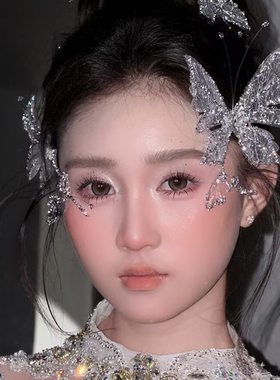高级仙气新娘结婚水晶蝴蝶发夹