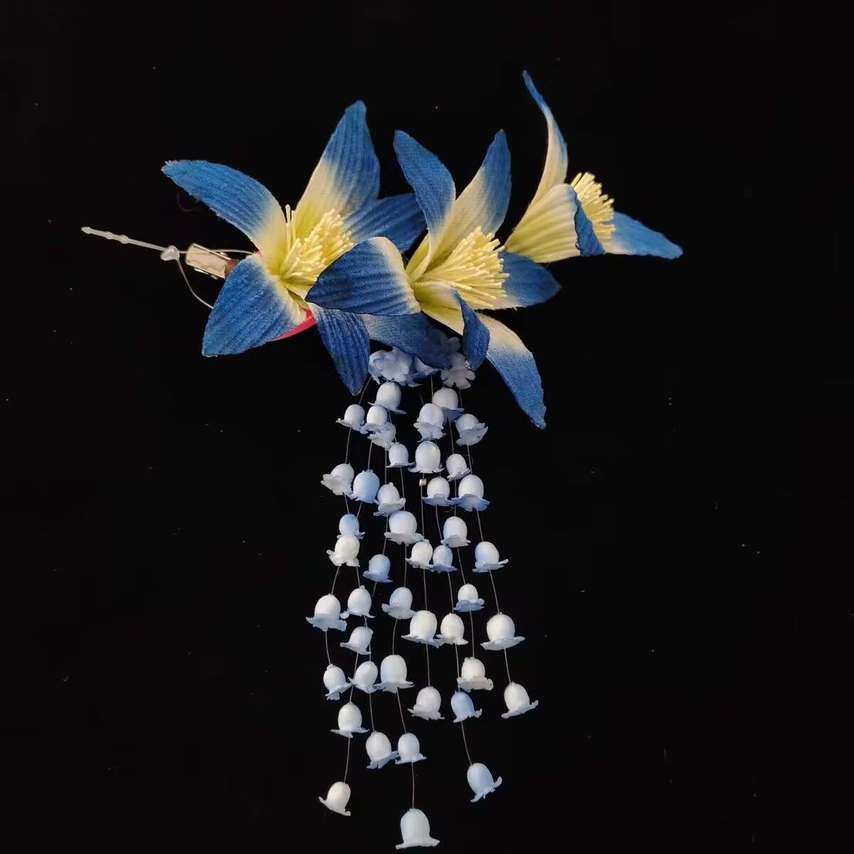 蓝色花朵流苏发夹头饰套装女复古新娘发饰新中式晨袍旗袍礼服配饰,淘宝优惠券,粉丝福利购,淘宝优惠卷