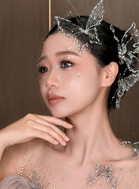 高级仙气新娘水晶蝴蝶发夹