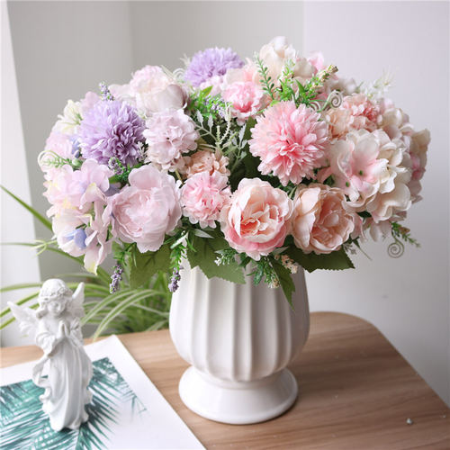 绣球花假花仿真花束塑料手捧花小束把花玫瑰绢花干花家居摆设装饰 - 图1