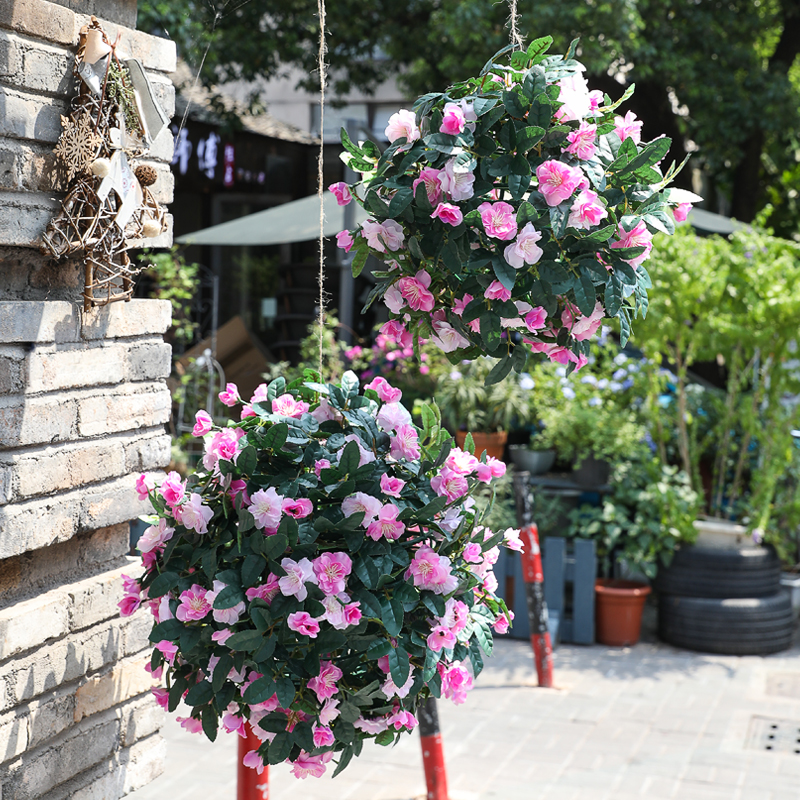 仿真蔷薇花藤吊兰花球绣球花假花藤条吊篮花阳台客厅挂件吊顶装饰 - 图1