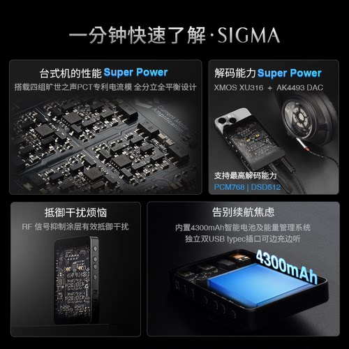 旷世之声SIGMA PRO监听级便携解码耳放一体机无损蓝牙HIFI大尾巴 - 图0