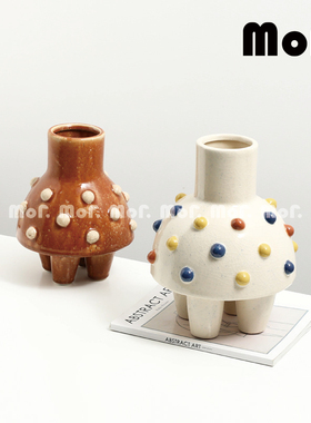 墨非 现代简约波点裙边陶瓷花瓶样板间客厅电视柜酒柜创意摆件