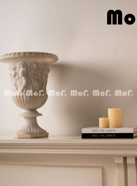 墨非 法式复古罗马人物浮雕客厅插花桌面摆件别墅高级艺术软装