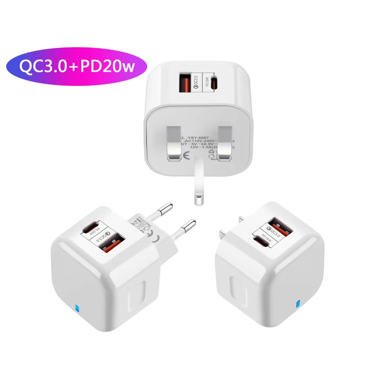 双USBC英规PD充电器2*20W适用苹果14 iphone15/13Promax手机充电头UK香港澳英式QC3.0安卓usb插头数码设备用 - 图2