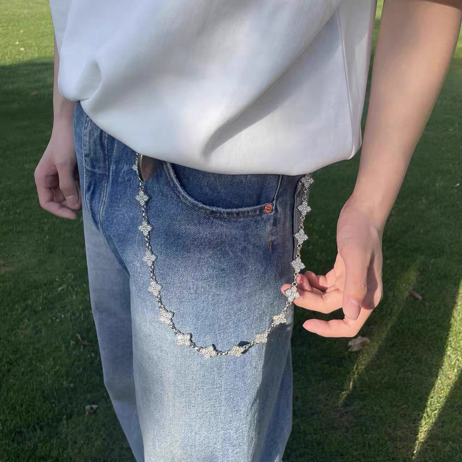 原创美式高级感cleanfit双层金属腰链配饰牛仔西裤四叶草链条挂饰,淘宝优惠券,粉丝福利购,淘宝优惠卷