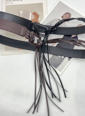 宽腰带配饰女流苏编织皮带腰封