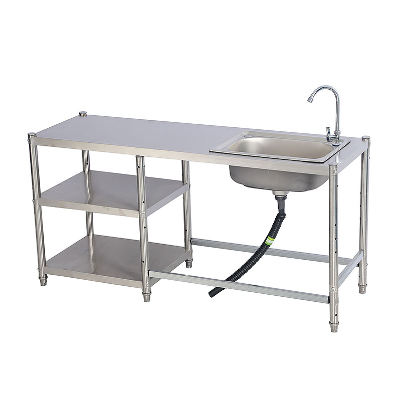 厨房不锈钢水槽台面一体单槽洗菜盆洗碗水池煤气罐锅具灶台置物架 - 图3