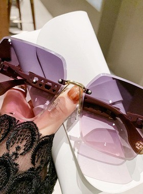 无框切边太阳镜时尚多彩渐变色