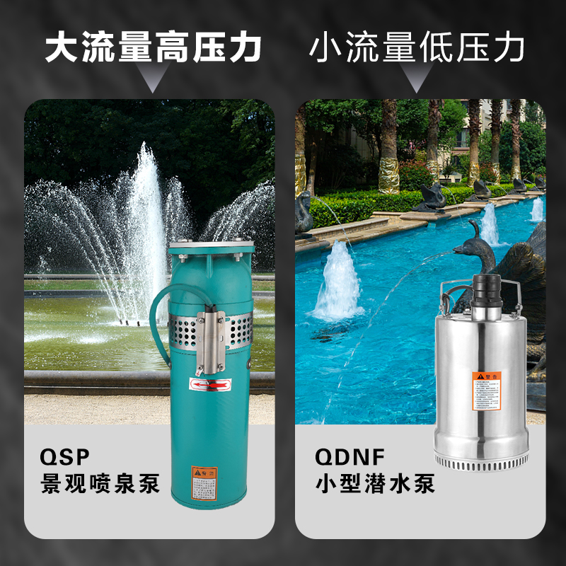 QSP不锈钢潜水喷泉泵QS65-10-3喷泉专用泵水景景观变频泵喷泉水泵-图0