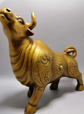 铜牛摆件华尔街冲天招财装饰