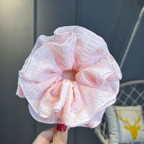 春夏大号花边褶皱大肠圈扎头发饰儿童甜美糖果色头花女孩皮筋发绳 - 图1