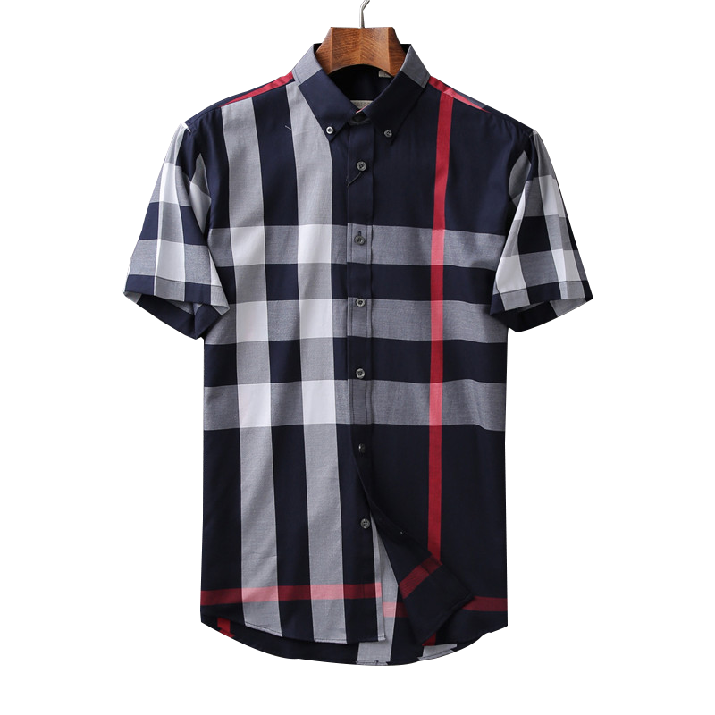 欧巴宝莉安娜夏季短袖格子男衬衫 恒源祥云祥店衬衫