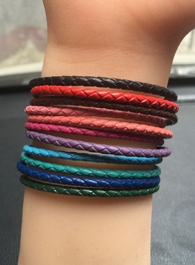 diy金银真皮编织转运珠饰品手绳