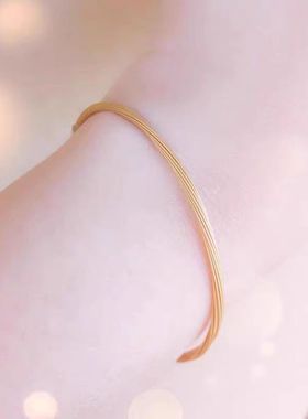 金色多股金丝穿珠手链手绳可穿珠串珠手环3D硬金黄金珠子配绳diy