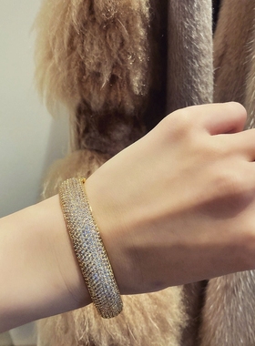 手镯美国ins微镶锆石闪亮质感