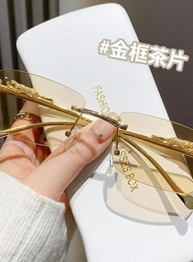 小框无框墨镜欧美豹子头