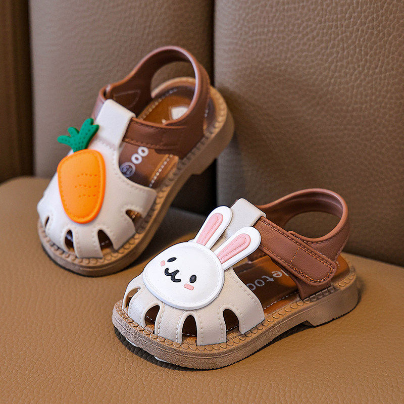 夏季新款女童包头凉鞋软底防滑魔术贴卡通兔子可爱宝宝学步鞋,淘宝优惠券,粉丝福利购,淘宝优惠卷