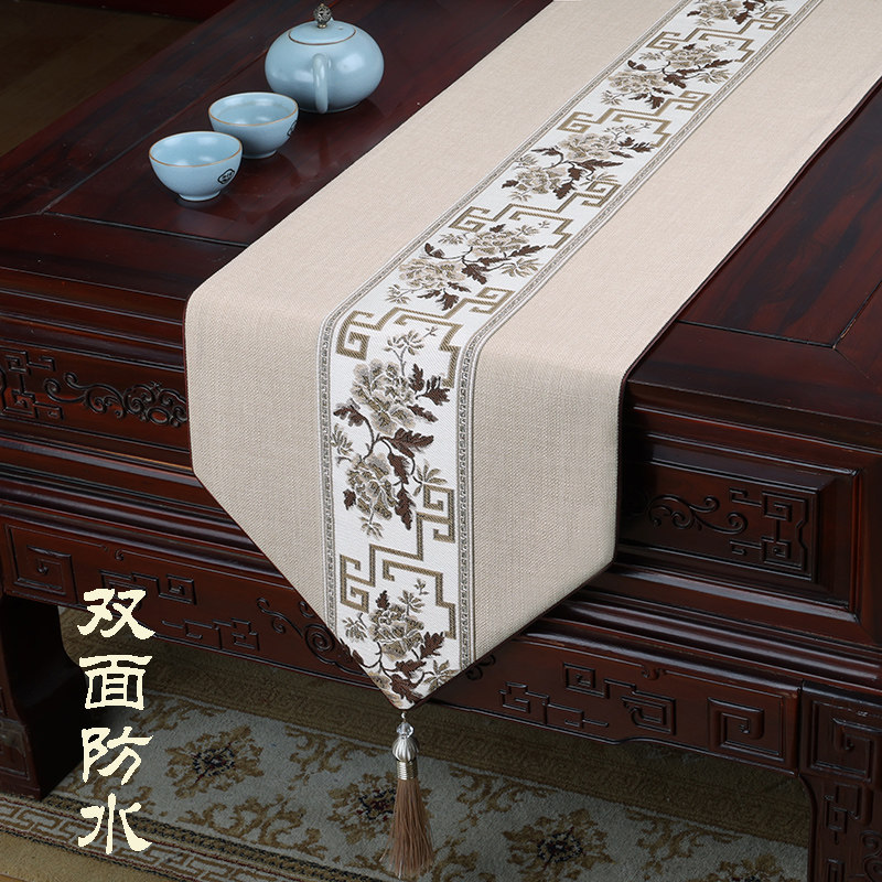 新中式禅意桌旗防水茶席茶几旗轻奢高端长条电视柜盖布茶桌垫布,淘宝优惠券,粉丝福利购,淘宝优惠卷