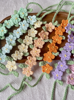 成品手工毛线钩织10CM棉花娃娃labubu团子体潮玩樱花发饰花环配饰