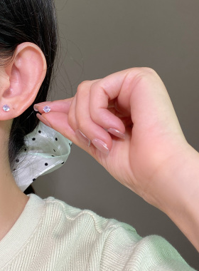 S999银针锆石耳钉女养耳洞耳饰潮
