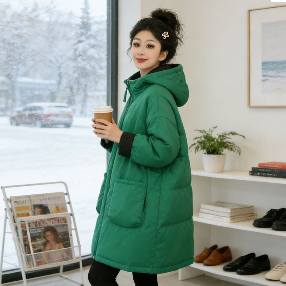 韩版宽松休闲连帽棉服女2026年冬季中长款双面穿大码减龄棉衣外套,淘宝优惠券,粉丝福利购,淘宝优惠卷