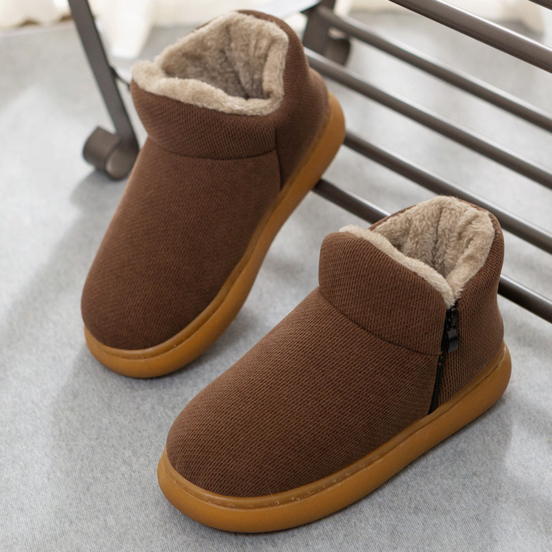 便捷拉链中老年人秋冬保暖棉鞋男女士加绒包跟牛筋厚底防滑棉拖鞋,淘宝优惠券,粉丝福利购,淘宝优惠卷