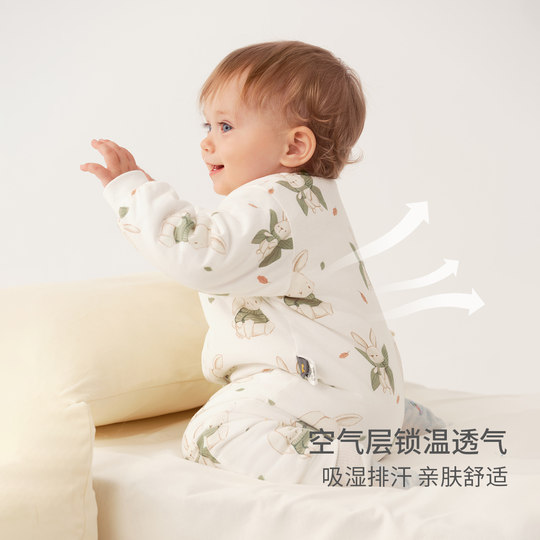 Tongtai baby pure cotton jumpsuit baby quilted hoodie