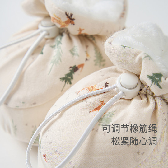 童泰婴儿棉鞋秋冬纯棉夹棉新生儿软底鞋初生儿护脚鞋套宝宝步前鞋