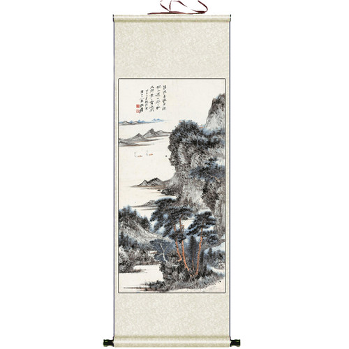 张大千山水画泛舟字画茶室酒楼装饰挂画名家丝绸礼品定制卷轴风水 - 图3