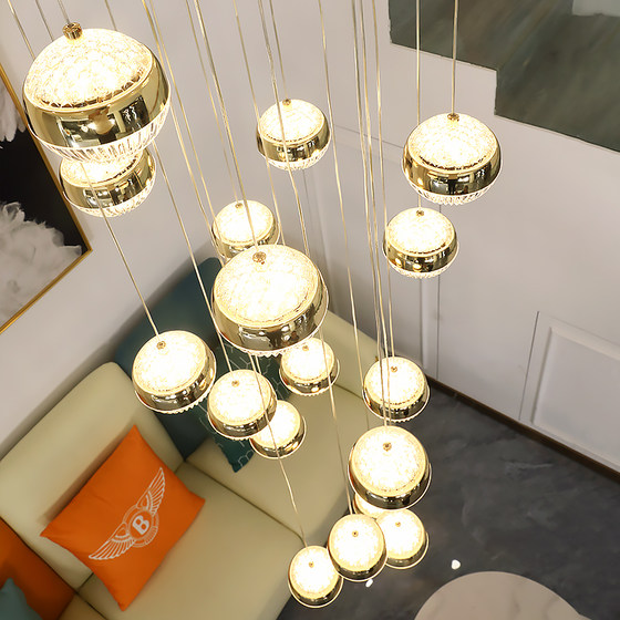 Light luxury, simple and creative ball staircase chandelier