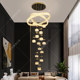 Villa hollow living room large chandelier duplex building modern light luxury high ceiling small loft apartment staircase hollow crystal lamp