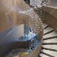 Villa duplex building large chandelier staircase overhead chandelier