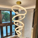 Large chandelier for duplex floor in open living room of villa